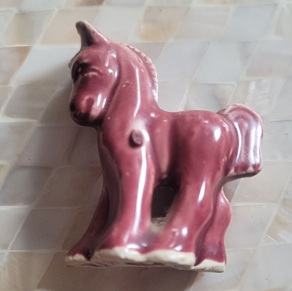 Morton Pottery Red Miniature 3" Horse Figurine Vintage 40s 50s - Picture 2 of 8